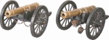 Two Miniature Bronze Cannons with Carriages