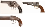 Three Antique American Revolvers