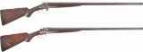 Two Antique Parker Brothers Hammer Double Barrel Shotguns