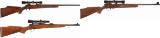 Three Bolt Action Rifles with Scopes