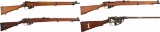 Four Short Magazine Lee-Enfield Bolt Action Rifles