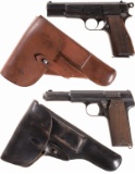 Two WWII Nazi Proofed Semi-Automatic Pistols with Holsters