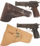 Two WWII Era High Power Semi-Automatic Pistols with Holsters