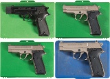 Four Astra Model A-100 Semi-Automatic Pistols with Cases