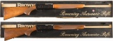 Two Belgian Browning BAR Semi-Automatic Rifles with Boxes