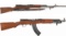Two Chinese SKS Semi-Automatic Carbines with Bayonets