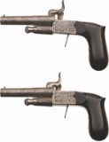 Pair of Etched Lefaucheux Paten Pinfire Pistols