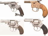Three Antique Revolvers and a Line Throwing Pistol