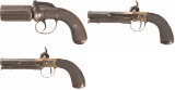 Three Engraved English Percussion Handguns