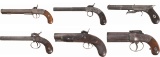 Six Antique Percussion Handguns