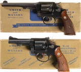 Two Smith & Wesson Double Action Revolvers with Gold Boxes