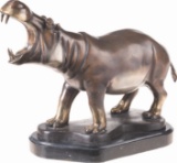 Moigniez Signed Large Hippopotamus Bronze