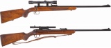 Two German Single Shot Bolt Action Rifles with Scopes