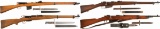 Four European Military Bolt Action Rifles with Bayonets