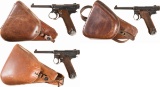 Three Japanese Type 14 Nambu Pistols with Holsters