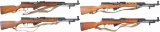 Four SKS Semi-Automatic Carbines with Bayonets