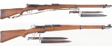 Two Swiss Military Straight Pull Bolt Action Rifles