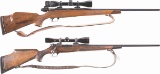 Two Weatherby Mark V Bolt Action Rifles with Scopes