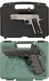 Two Semi-Automatic Pistols with Cases and Sights