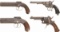 Four Antique Revolving Handguns