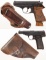 Two Walther Semi-Automatic Pistols with Holsters