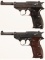 Two Nazi German P.38 Semi-Automatic Pistols