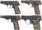 Four Walther Semi-Automatic Pistols