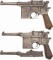 Two Mauser Bolo Model Broomhandle Semi-Automatic Pistols