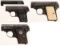 Three Colt Model 1908 Vest Pocket Semi-Automatic Pistols