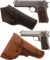 Two Colt Semi-Automatic Pistols with Holsters