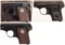 Three Colt Model 1908 Vest Pocket Semi-Automatic Pistols