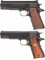 Two Colt Mk IV Series 70 Government Model Semi-Automatic Pistols
