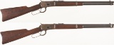 Two Winchester Model 1892 Lever Action Saddle Ring Carbines