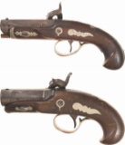 Two Engraved Philadelphia Derringer Percussion Pocket Pistols