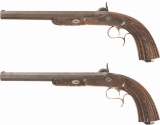 Cased Pair of Houllier-Blanchard Percussion Dueling Pistols