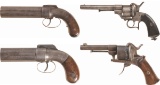 Four Antique Revolving Handguns