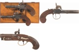 Three Engraved Antique Single Shot Percussion Pistols