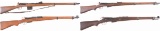 Four Swiss Military Straight Pull Bolt Action Rifles