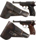 Two German Military P.38 Pistols with Holsters