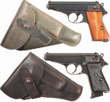 Two Walther PP Semi-Automatic Pistols with Holsters