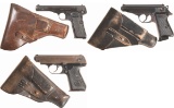 Three European Semi-Automatic Pistols with Holsters