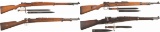 Four Military Mauser Pattern Bolt Action Longarms