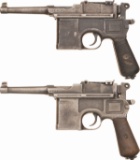 Two Mauser Bolo Model Broomhandle Semi-Automatic Pistols