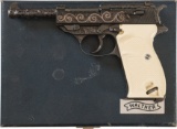 Engraved Silver Inlaid Walther P.38 Semi-Automatic Pistol