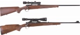 Two Scoped Winchester Model 70 Bolt Action Rifles