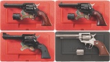 Four Ruger Single Action Revolvers with Cases