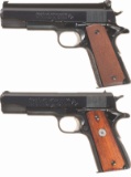 Two Colt Mk IV Series 70 Government Model Semi-Automatic Pistols