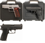 Three SIG Sauer Semi-Automatic Pistols with Cases