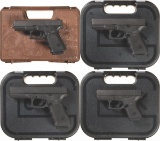 Four Glock Semi-Automatic Pistols with Cases