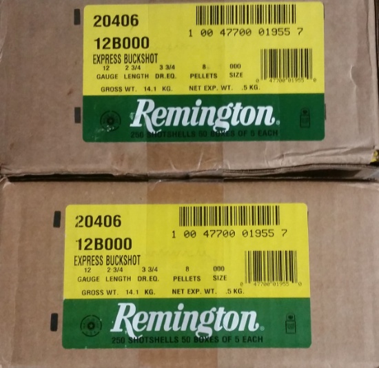 Two Cases of Remington 12 Gauge Express Buckshot Shot Shells